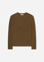 Long Sleeve Crew Sweater in Cashmere Silk - Tapenade - CO Collections